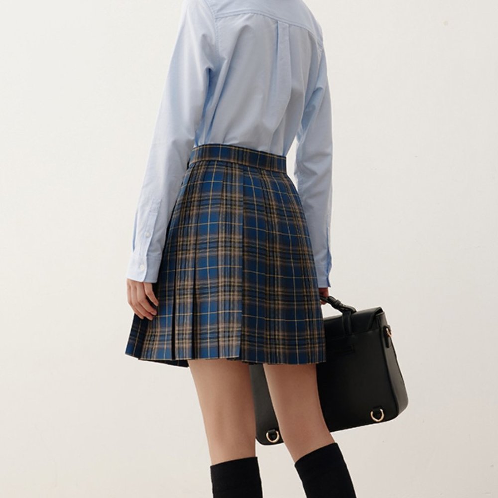 Vintage plaid skirt, wool skirt, pleated skirt